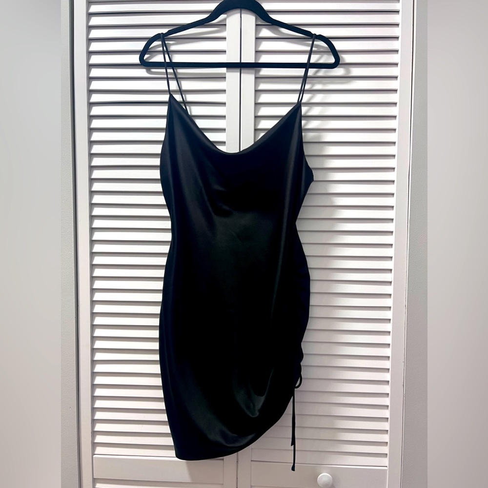 Black Top Shop one-side ruched dress